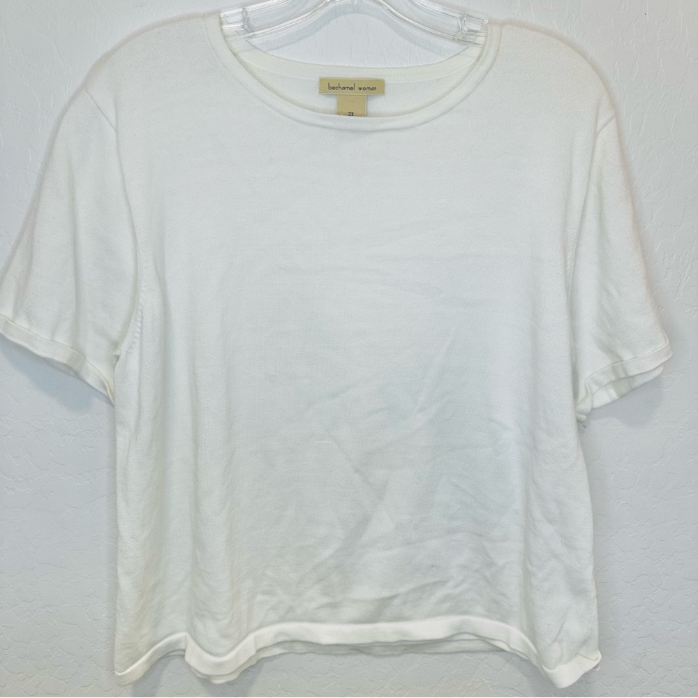 Bechamel Woman plus size 2X 100% cotton white shirt Tee minimalist casual top